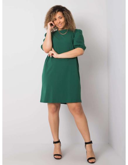 Női egyszerű plus size ruha JASMINE sötétzöld