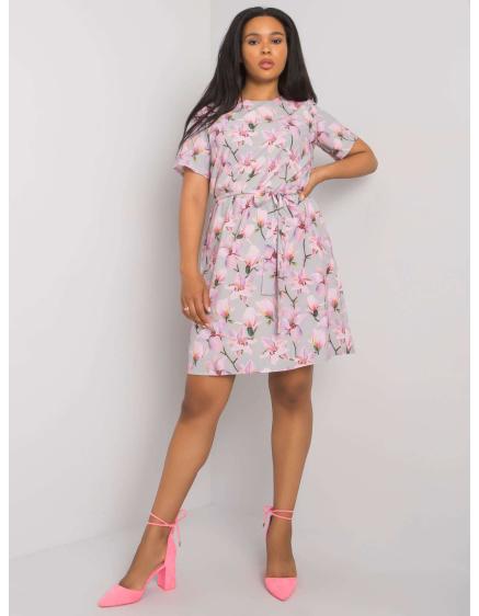 Dámske vzorované plus size šaty CELENE sivé