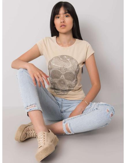 Dámske tričko SKULL beige