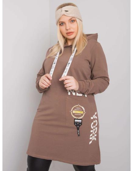 Dámska plus size tunika s kapucňou ASHFORD hnedá