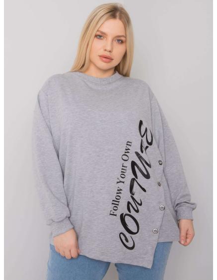 Dámska melanžová asymetrická blúzka plus size ELFRIEDE sivá