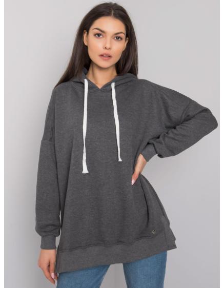 Dámska mikina s kapucňou melange basic CLEVELAND dark grey