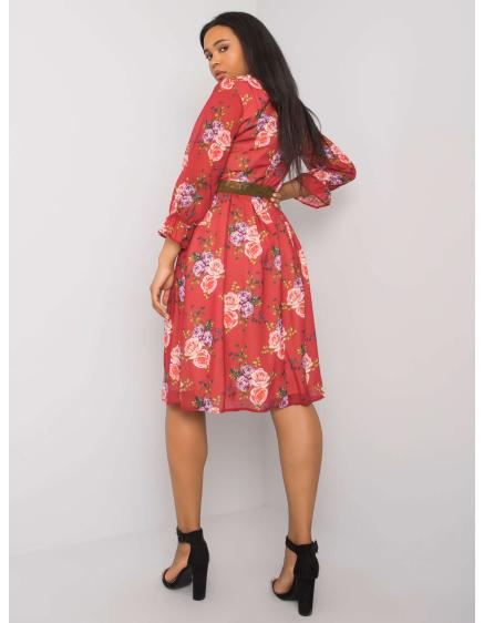 Dámske kvetinové plus size šaty BIANNA burgundy