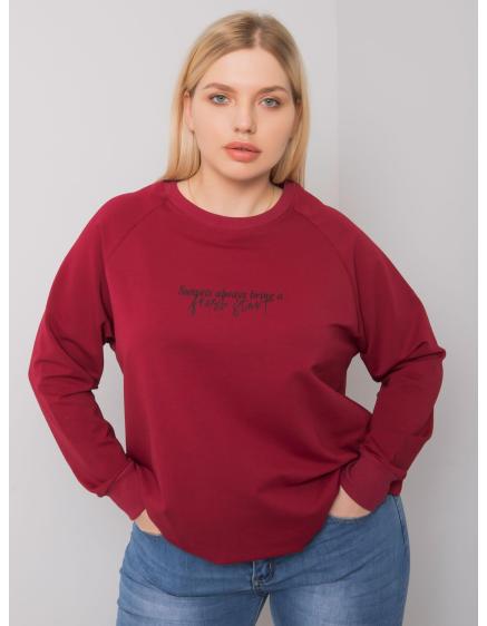 Dámska mikina plus size s nápisom MARLOW bordová
