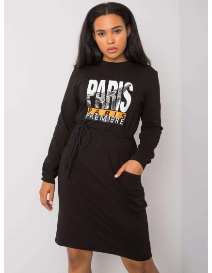Női plus size pamut ruha LAREEN fekete