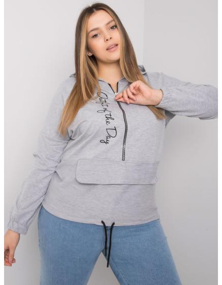 Dámska melanžová plus size mikina KAYLEE sivá