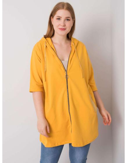 Dámska plus size mikina s kapucňou LOUNES dark yellow