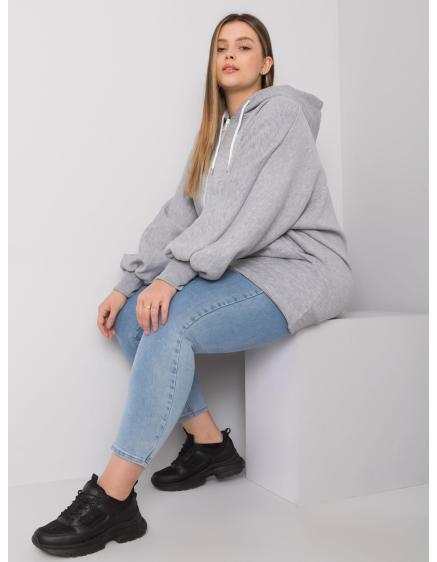 Dámska melanžová plus size mikina ELLA sivá