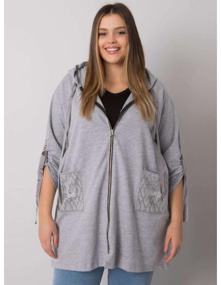 Dámska plus size melanžová mikina na zips ZURICH sivá