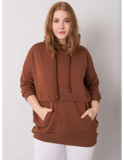 Dámska plus size mikina s vreckami GIOIA tmavohnedá