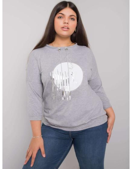 Dámska melanžová blúzka plus size BELLA sivá