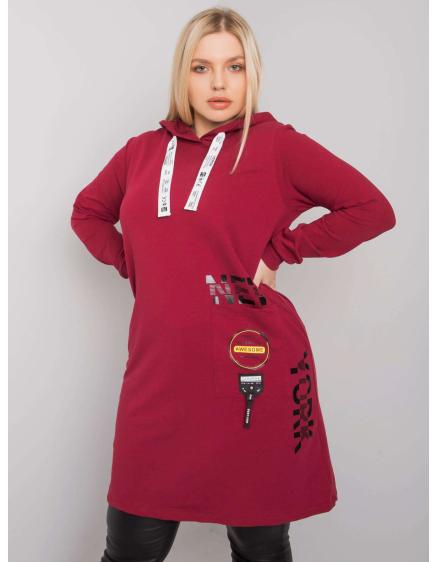 Dámska plus size tunika s kapucňou ASHFORD bordová