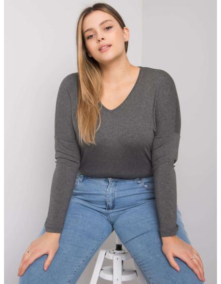 Dámska plus size melanžová blúzka ELISA tmavo šedá