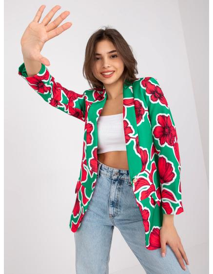 Dámská bunda s květinami NEONILA zeleno-růžová