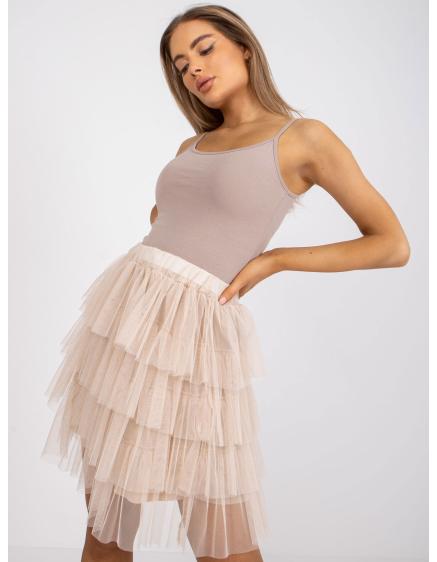 Dámska minisukňa s volánmi Suerta OCH BELLA beige