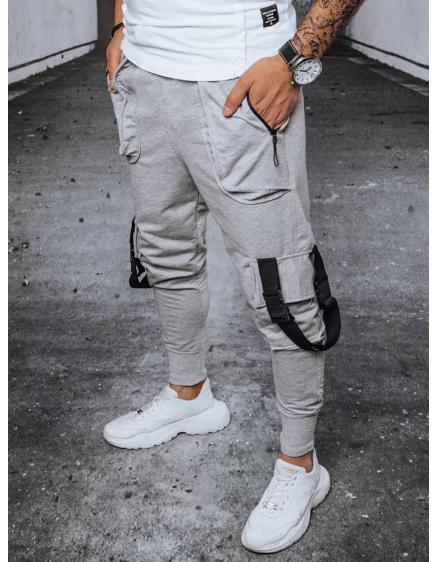 Pánské joggers tepláky LINES světle šedé