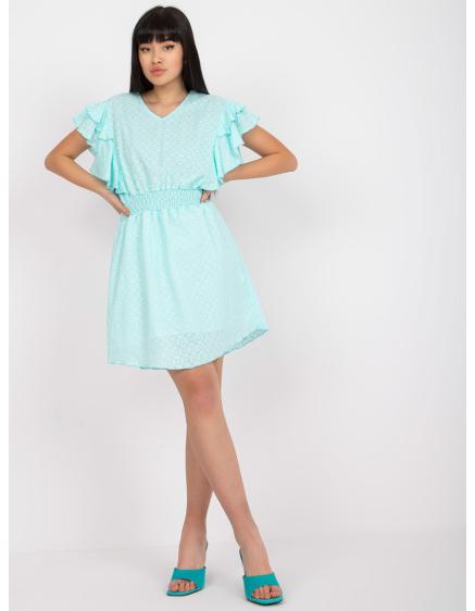 Dámske mini šaty s volánovým rukávom KHARISSE mint green