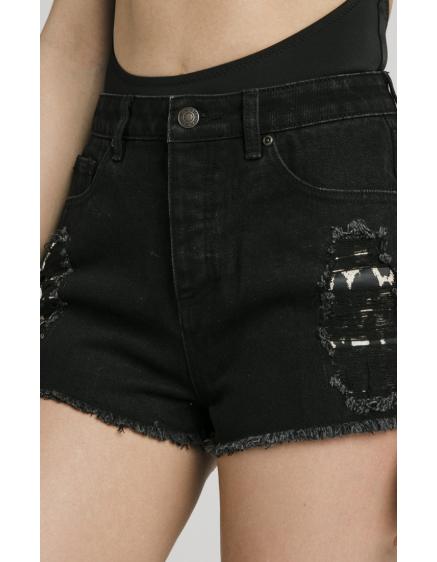 SIKSILK SHORTS DENIM DISTRESSED