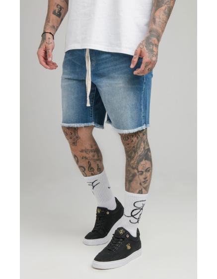 SIKSILK SHORTS DENIM RELAXED HEM RAW