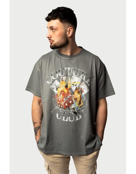 The Couture Club T-SHIRT WASHED REGULAR DICE FLAMING