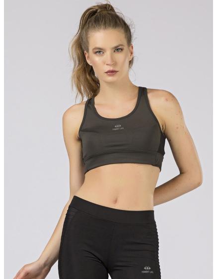 Női sportmelltartó TOMMY LIFE khaki színben