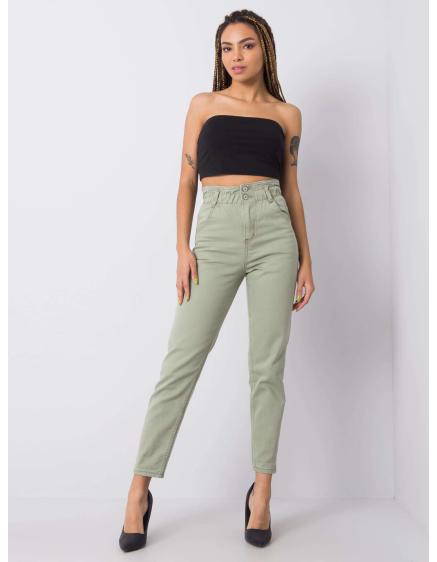 Női magas derekú farmer Beatrix RUE PARIS khaki