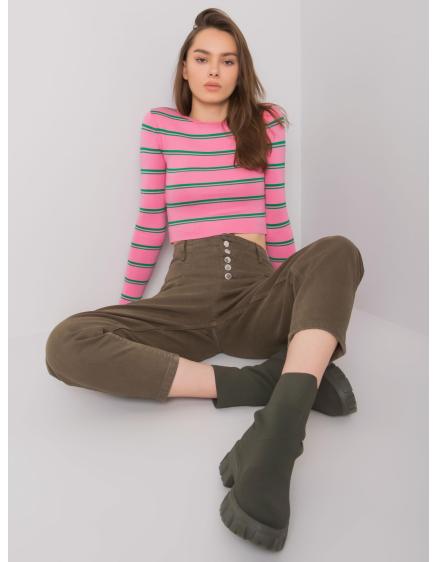 Női magas derekú farmer nadrág AUBURN khaki