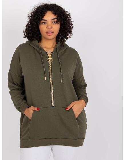 Női plus size pulóver pamut AMANDA khaki