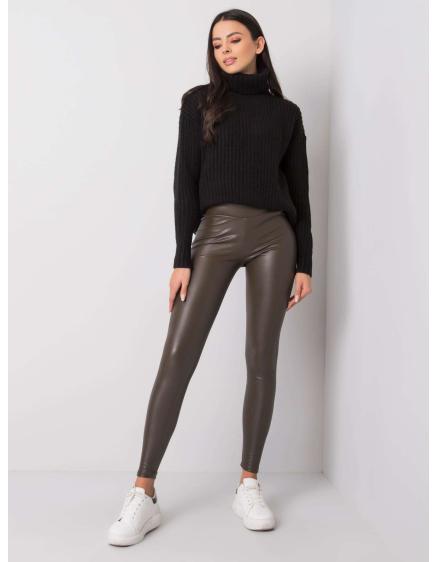 Dámske legíny z ekokože Briana RUE PARIS dark khaki