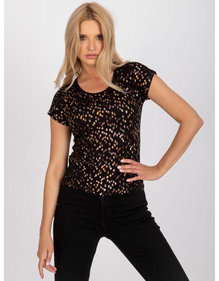 Dámske viskózové vzorované tričko PATTERN black