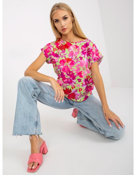 Női blúz RUE PARIS zöld és rózsaszín