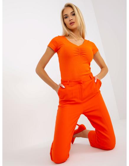 Dámske rebrované tričko s krátkymi rukávmi OCH BELLA Orange