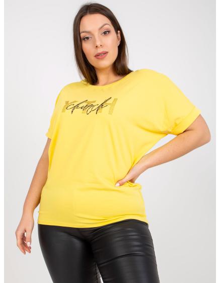 Női plus size póló applikációval ADELRIC sárga