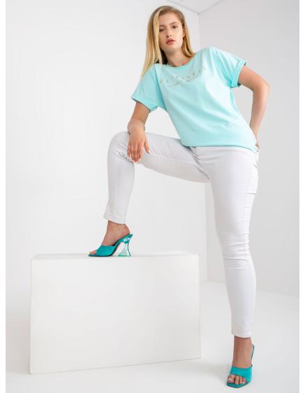 Női plus size póló arany betűkkel DERICK menta felirattal