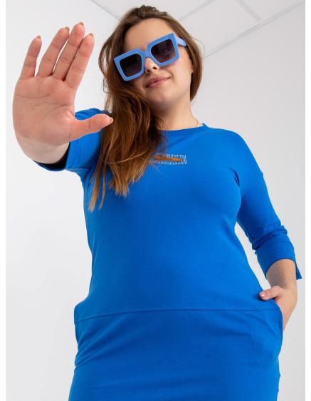 Női plus size pamut ruha MAHLAH sötétkék