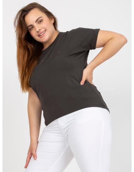 Női aszimmetrikus, plus size pamut póló MIA khaki