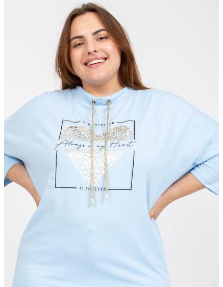 Dámska blúzka plus size s 3/4 rukávmi CLARA svetlo modrá