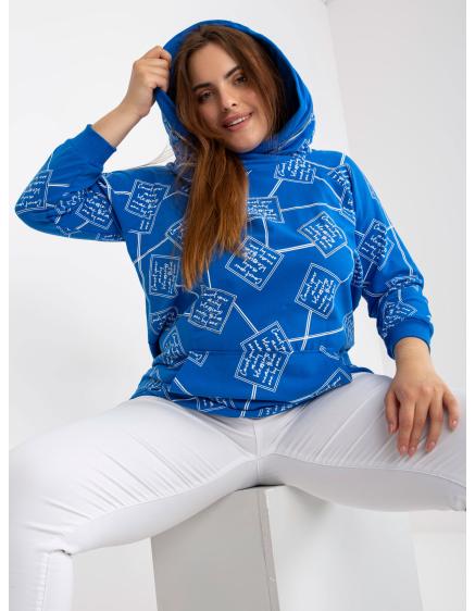Dámska plus size mikina s kapucňou s potlačou PETRA tmavomodrá