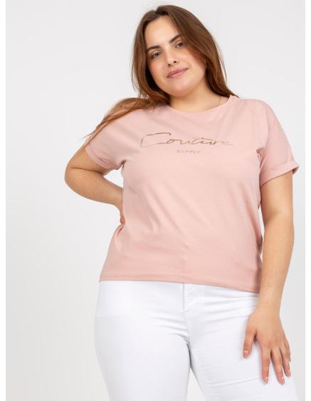 Női szlogenes plus size póló ITA rózsaszínű