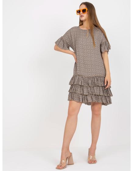 Dámske volánové mini šaty s krátkym rukávom ZULUNA beige