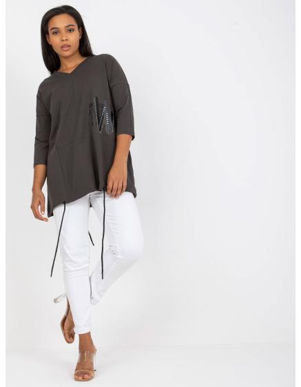 Női plus size blúz ALYSHA khaki színben