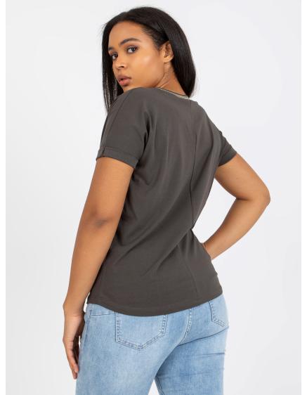 Női plus size pamut póló LINE khaki