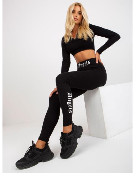 Női szabott leggings pamut SPORTY fekete