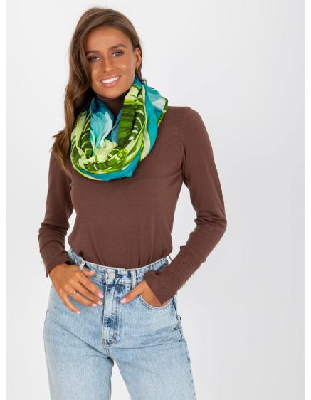 Dámský šátek se vzorem bavlněný tyrkysový