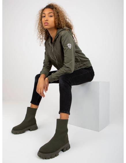 Dámska bunda/mikina bomber s kapucňou RUE PARIS khaki