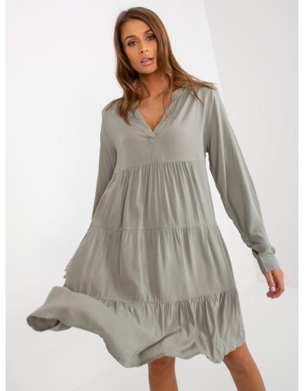 Dámské šaty s volánem boho oversize SUBLEVEL světle zelené