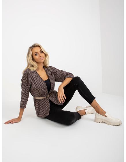 Dámské sako elegantní kostkované MONICA tmavě fialové a béžové