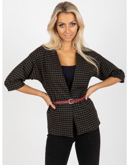 Dámske sako elegantné kockované MONICA čierno béžové