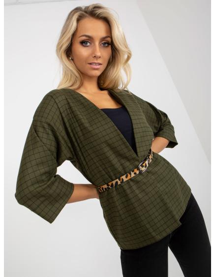 Dámske sako elegantné kockované MONICA čierno khaki