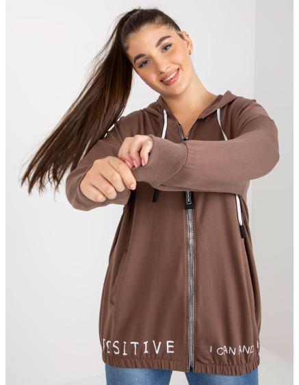Dámska mikina plus size s kapucňou SCARLET hnedá